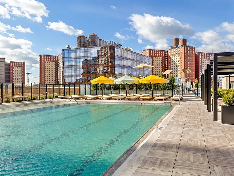 Pool deck with loungers